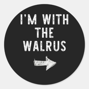 Adesivo Redondo Estou com a fantasia de Walrus no dia das bruxas.