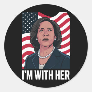 Adesivo Redondo Estou Com Ela Kamala Vote Para Presidente 2024