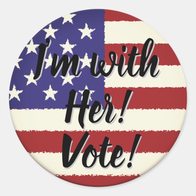 Adesivo Redondo Estou com ela... Votação (Frente)