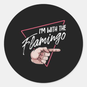 Adesivo Redondo Estou Com Figuras De Casal De Flamingo Halloween