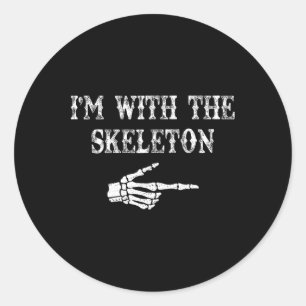 Adesivo Redondo Estou com o Casal do Skeleton Halloween Costum