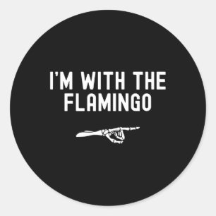 Adesivo Redondo Estou com o Dia de as Bruxas engraçado Flamingo Sk