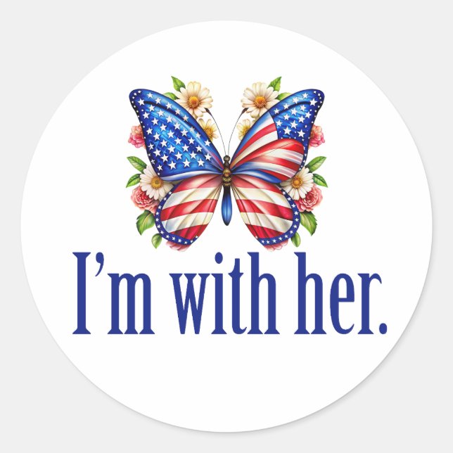 Adesivo Redondo Estou com o Kamala Harris para o Presidente Borbol (Frente)