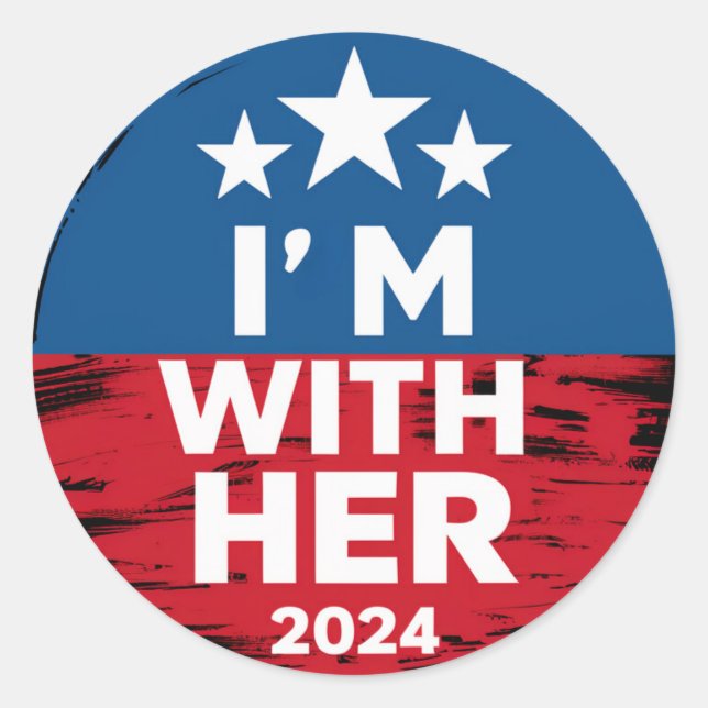 Adesivo Redondo Estou com seu voto em Kamala pelo presidente Kamal (Frente)