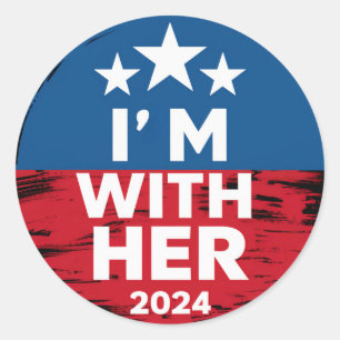 Adesivo Redondo Estou com seu voto em Kamala pelo presidente Kamal