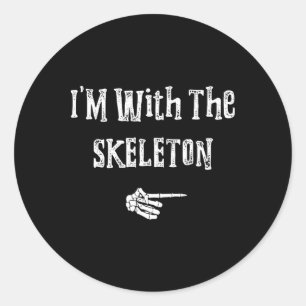 Adesivo Redondo Estou com Skeleton Halloween Casais engraçados