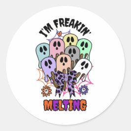 Adesivo Redondo Estou derretendo fantasmas do Sorvete do Halloween