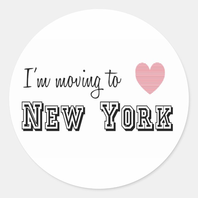 Adesivo Redondo Estou me mudando para Nova York (Frente)