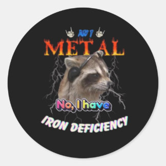 Adesivo Redondo Estou Metal Não Tenho Deficiência de Ferro Meme