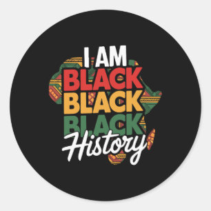 Adesivo Redondo Estou Orgulhoso da História Negra Afro Melanina Af
