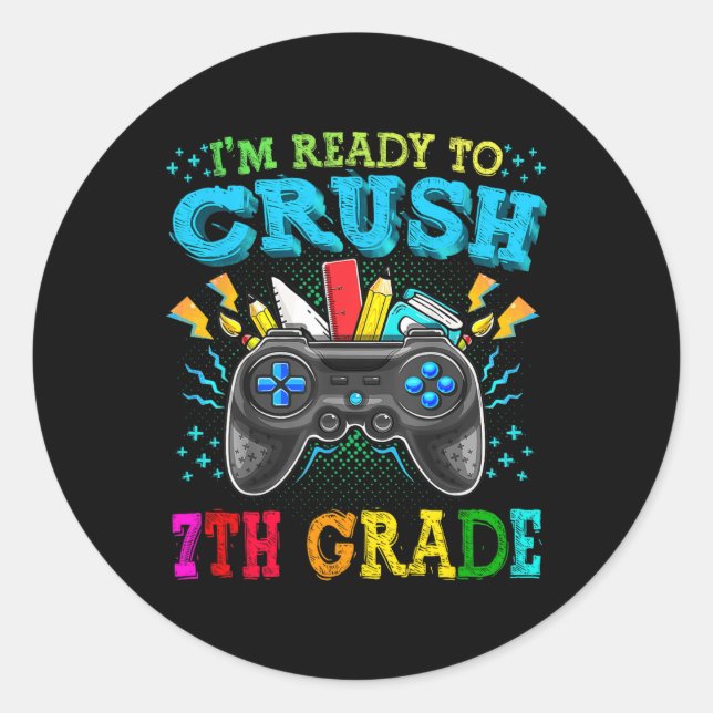 Adesivo Redondo Estou pronto para esmagar 7 de volta ao vídeo esco (Frente)