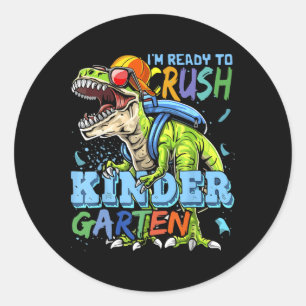 Adesivo Redondo Estou Pronto Para Esmagar o Dino T-rex do Jardim d