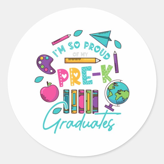 Adesivo Redondo Estou Tão Orgulhosa Dos Meus Formandos Pré-K No Úl (Frente)