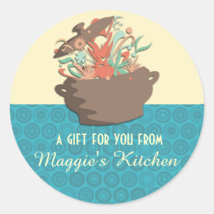 Adesivo Redondo Estourando os aromas que cozinham o cartão da