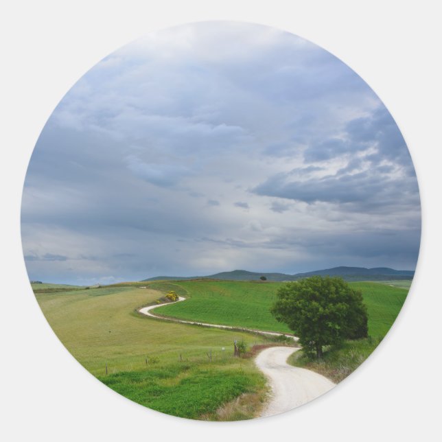 Adesivo Redondo Estrada curva para um autocolante circular de dest (Frente)