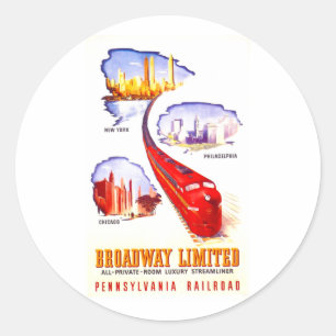 Adesivo Redondo Estrada de ferro Broadway Streamliner limitado de