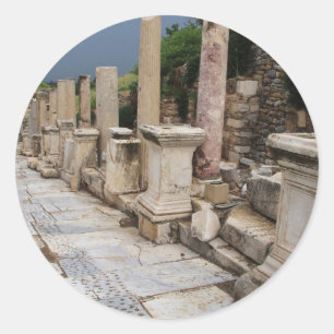 Adesivo Redondo Estrada romana antiga na cidade de Ephesus, Turqui