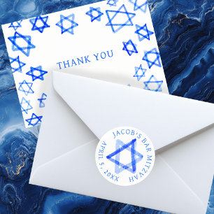 Adesivo Redondo Estrela Aguarela Desorganizada BAR/BAT MITZVAH PER