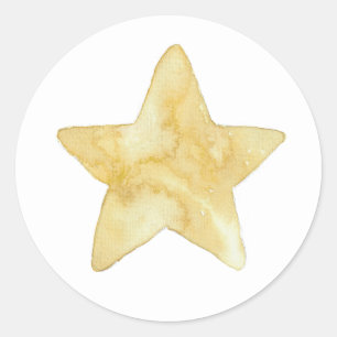 Adesivo Redondo Estrela Amarela de Aquarela