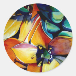 Adesivo Redondo Estrela Amarela de Bethlehem flor aquarela