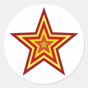 Adesivo Redondo Estrela amarela vermelha