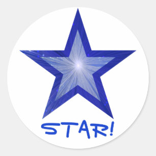 Adesivo Redondo Estrela Azul Escura! branco-adesivo redondo