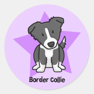 Adesivo Redondo Estrela border collie de Kawaii