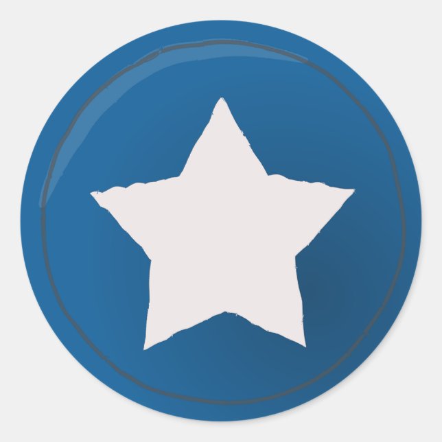 Adesivo Redondo Estrela Branca em Pé Azul a 4 de julho (Frente)
