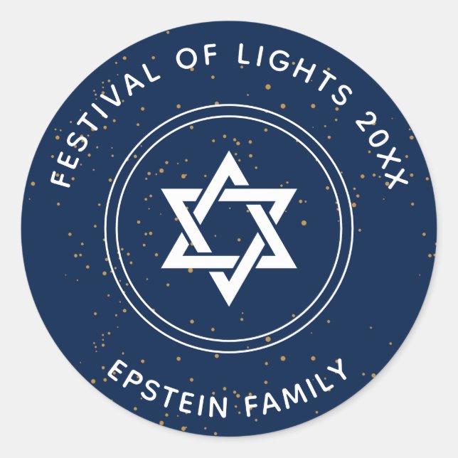 Adesivo Redondo Estrela Brilhante De David (Frente)