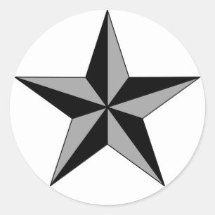 Adesivo Redondo Estrela cinzenta preta no círculo