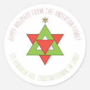 Adesivo Redondo Estrela da Árvore de Natal de David