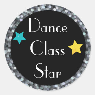 Adesivo Redondo Estrela da classe de dança com estrelas