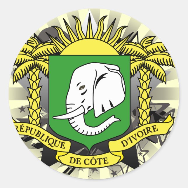 Adesivo Redondo Estrela da Costa do Marfim (Frente)