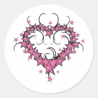 Adesivo Redondo estrela da forma cardíaca tatuagem design