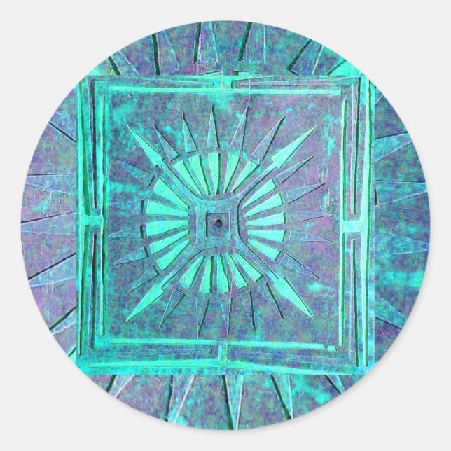 Adesivo Redondo ESTRELA DA MANHÃ, turquase azul (Frente)