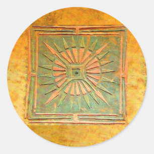 Adesivo Redondo ESTRELA DA MANHÃ, verde, amarelo marrom