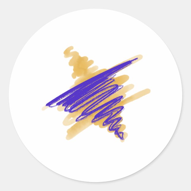 Adesivo Redondo Estrela de Aquarela de David Stickers (Frente)