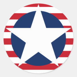 Adesivo Redondo Estrela de Bandeira Americana e Stripes Patriótico