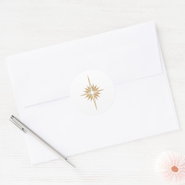Adesivo Redondo Estrela de Belém Natalícia Elegante Natal (Envelope)