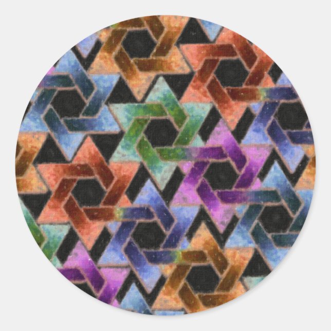 Adesivo Redondo Estrela de David Damask (Frente)