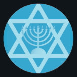 Adesivo Redondo Estrela de David Menorah<br><div class="desc">(vários produtos selecionados)Símbolos Hanukah</div>