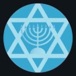 Adesivo Redondo Estrela de David Menorah<br><div class="desc">(vários produtos selecionados)Símbolos Hanukah</div>