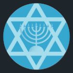Adesivo Redondo Estrela de David Menorah<br><div class="desc">(vários produtos selecionados)Símbolos Hanukah</div>