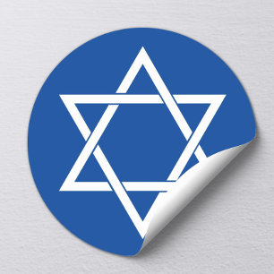 Adesivo Redondo Estrela de David Royal Blue Religião Símbolo