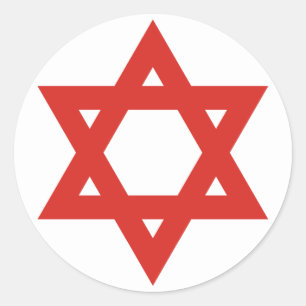 Adesivo Redondo Estrela de David vermelha, bandeira de Israel