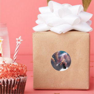 Adesivo Redondo Estrela de Fotografação do Espaço em Gato Negro