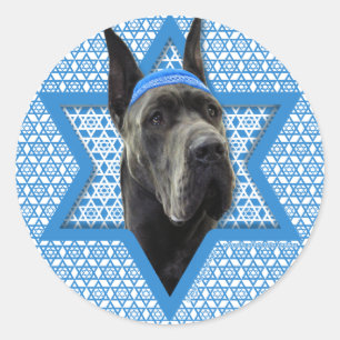 Adesivo Redondo Estrela de Hanukkah de David - Grande Dane - Cinza