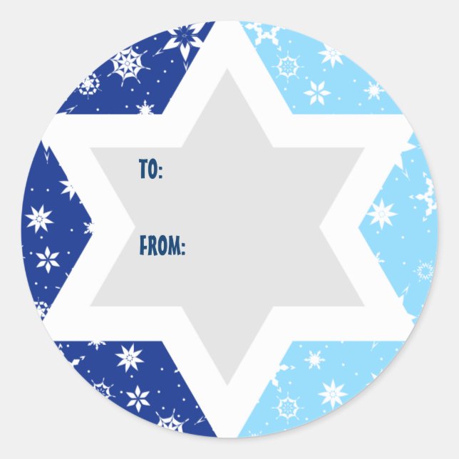 Adesivo Redondo Estrela de Hanukkah de David Snowflake Gift Sticke (Frente)