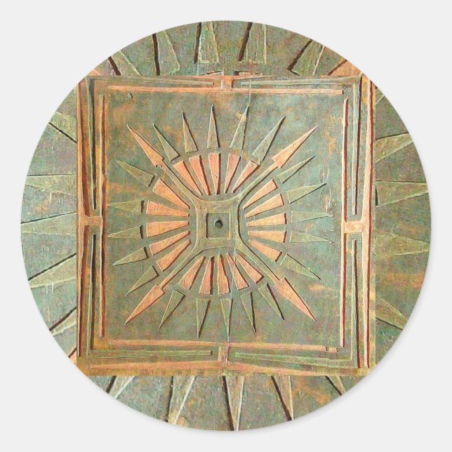 Adesivo Redondo ESTRELA DE MANHÃ,verde,amarelo-marrom (Frente)