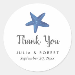 Adesivo Redondo Estrela do mar | Casamento Oceano Obrigado